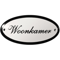 Deurbordje ovaal  'Woonkamer', emaille