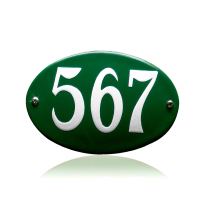 Emaille huisnummer groen, 160 x 110 mm