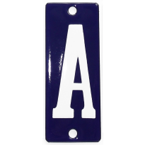 Emaille witte letter 'A' kobalt blauw, 100x40 mm
