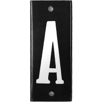 Emaille witte letter 'A' zwart, 100x40 mm