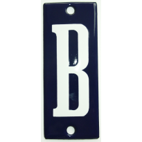 Emaille witte letter 'B' kobalt blauw, 100x40 mm