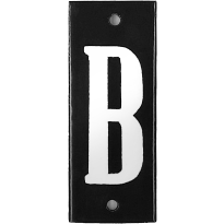 Emaille witte letter 'B' zwart, 100x40 mm