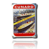 NKO-06-CF emaille reclamebord 'Cunard fastest'