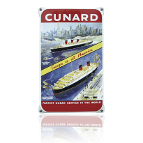 NO-51-CU emaille reclamebord 'Cunard fastest'