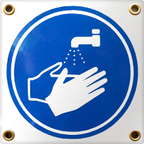Pictogram vierkant 'Handen wassen', emaille