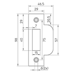 Mauer 430 F sluitplaat t.b.v. loopslot, rechthoekig RVS