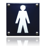 PG-06 TopEmaille blauw pictogram 'Herentoilet' 100x100mm