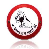 Emaille verbodsbord 'Verboden voor honden' rond