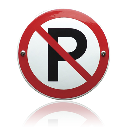 Emaille verbodsbord 'Parkeren niet toegestaan' rond