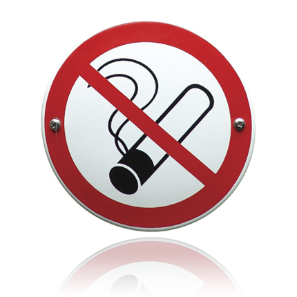 Emaille verbodsbord 'Verboden te roken' rond